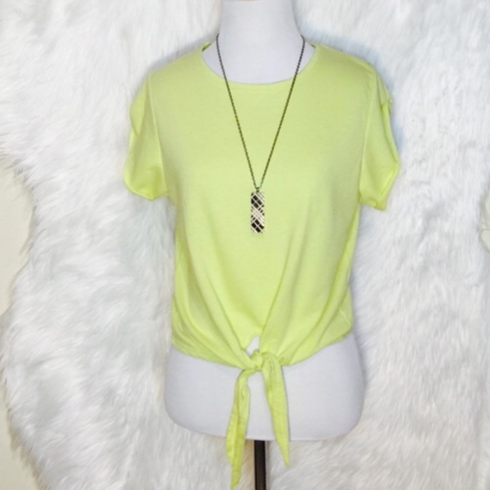 Zara Yellow Tir Front Crop Top